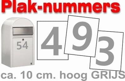 Huisnummer / container stickers Grijs 10CM