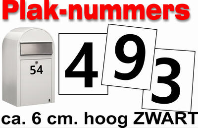 Huisnummer / container stickers Zwart 6CM