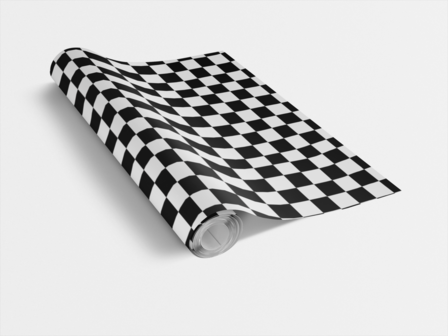 Plakfolie dambord zwart/wit (45cm)
