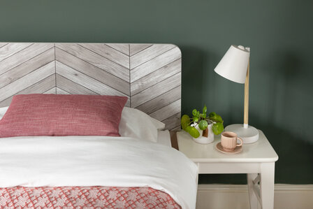 plakfolie chevron op bed ombouw