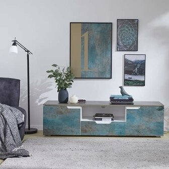 plakfolie oxide steel op tv kastje
