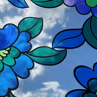 glas in lood blauwe bloem
