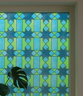 Raamfolie Lisette blauw  groen (90x200cm) 