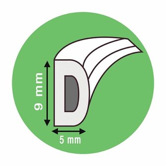 Zelfklevende tochtstrip voor ramen en deuren wit D-profiel 5x9mm (18 meter)
