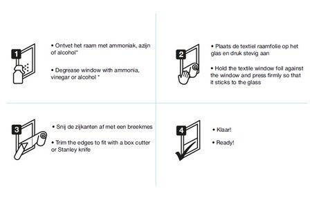 Textiel raamfolie zilvergrijs (45x150 cm)
