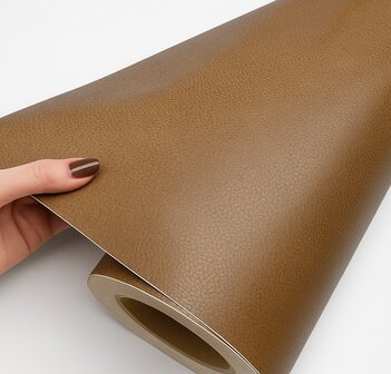 Wrapfolie lederlook bruin mat (122cm breed)
