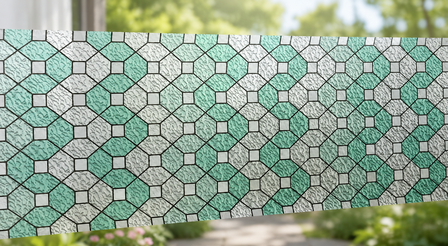 plakfolie glas in lood op raam in groen smaragd