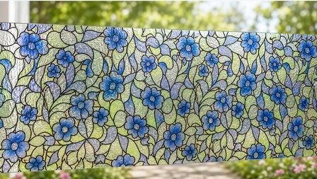 Raamfolie bloemen blauw (45cm)