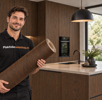 Wrapfolie eikstructuur bruin mat (122cm breed) 