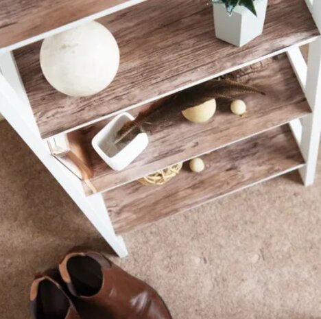 plakfolie rustiek hout op legplanken kast