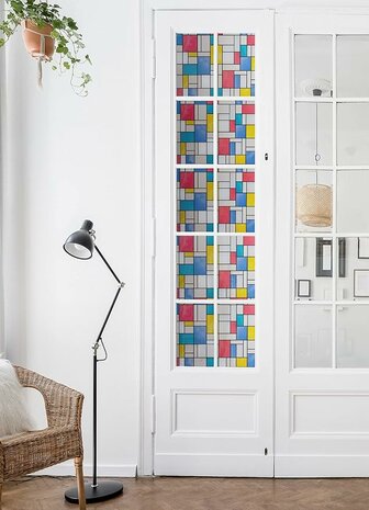 Raamfolie Mondriaan 45x200cm