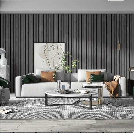 3D wandpanelen houtpanelen zelfklevend 60x300cm (Grijs-Taupe)