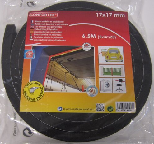 Zelfklevende tochtstrip antraciet 17x17mm (6,5 meter)