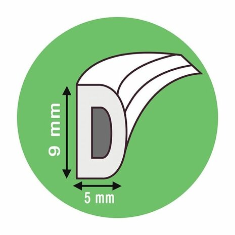 Zelfklevende tochtstrip voor ramen en deuren wit D-profiel 5x9mm (6 meter)