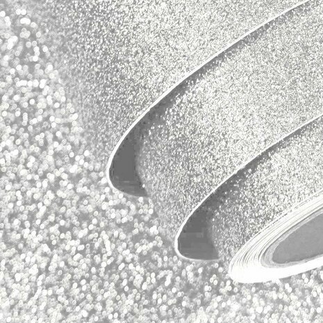 Coupon: Glitter plakfolie zilver 250 x 122cm