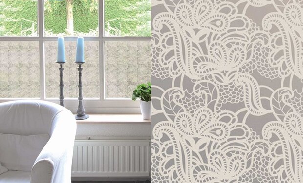 Zelfklevend raamfolie transparant kant 45cm