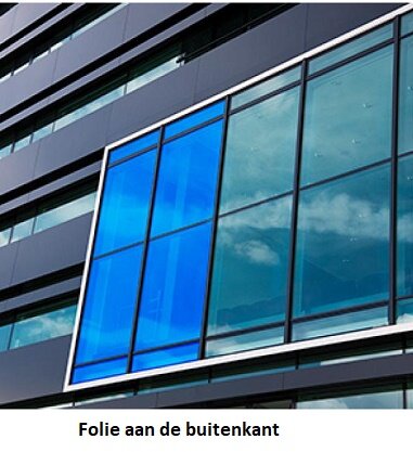 Zonwerend raamfolie voor HR+++ glas blauw (152cm) 