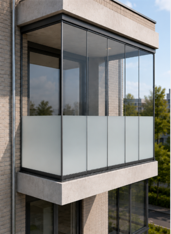 Folie balkonbeglazing tegen inkijk: Melkglas (90cm)