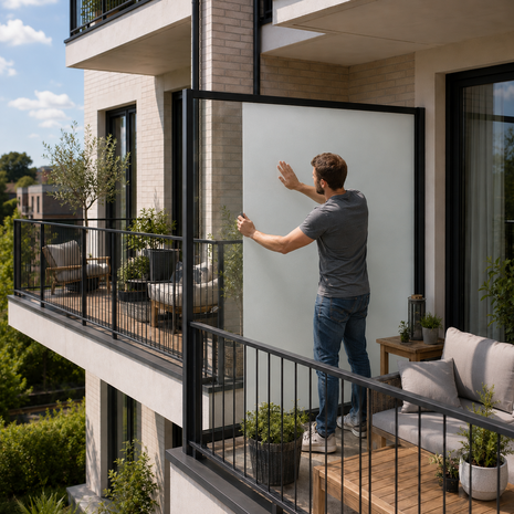 Folie balkonbeglazing tegen inkijk: Melkglas (45cm)