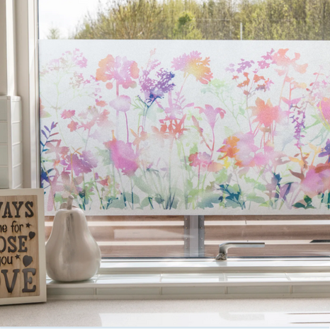 Premium statisch folie veldbloemen 45x150cm