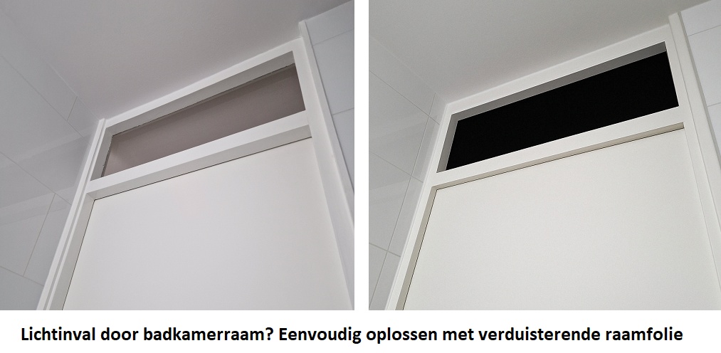 geen licht door raam boven deur badkamer met verduisterende raamfolie