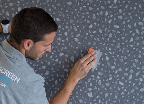 wandbekleding zelfklevend terrazzo muur