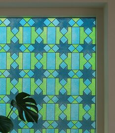 Raamfolie Lisette blauw  groen (90x200cm) 