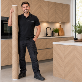 Wrapfolie visgraat parket mat (122cm breed)